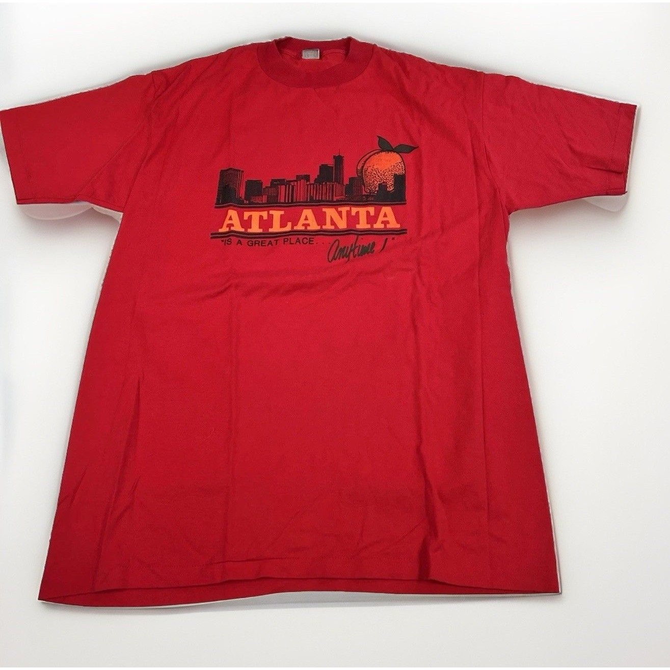 Atlanta Shirt Adult Size Extra Large Xl Red Short Sleeve Men's 90's